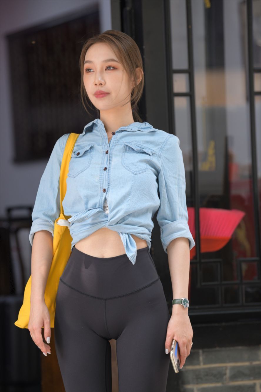 黑色瑜伽裤紧身裤(套图+视频)-街拍图满多